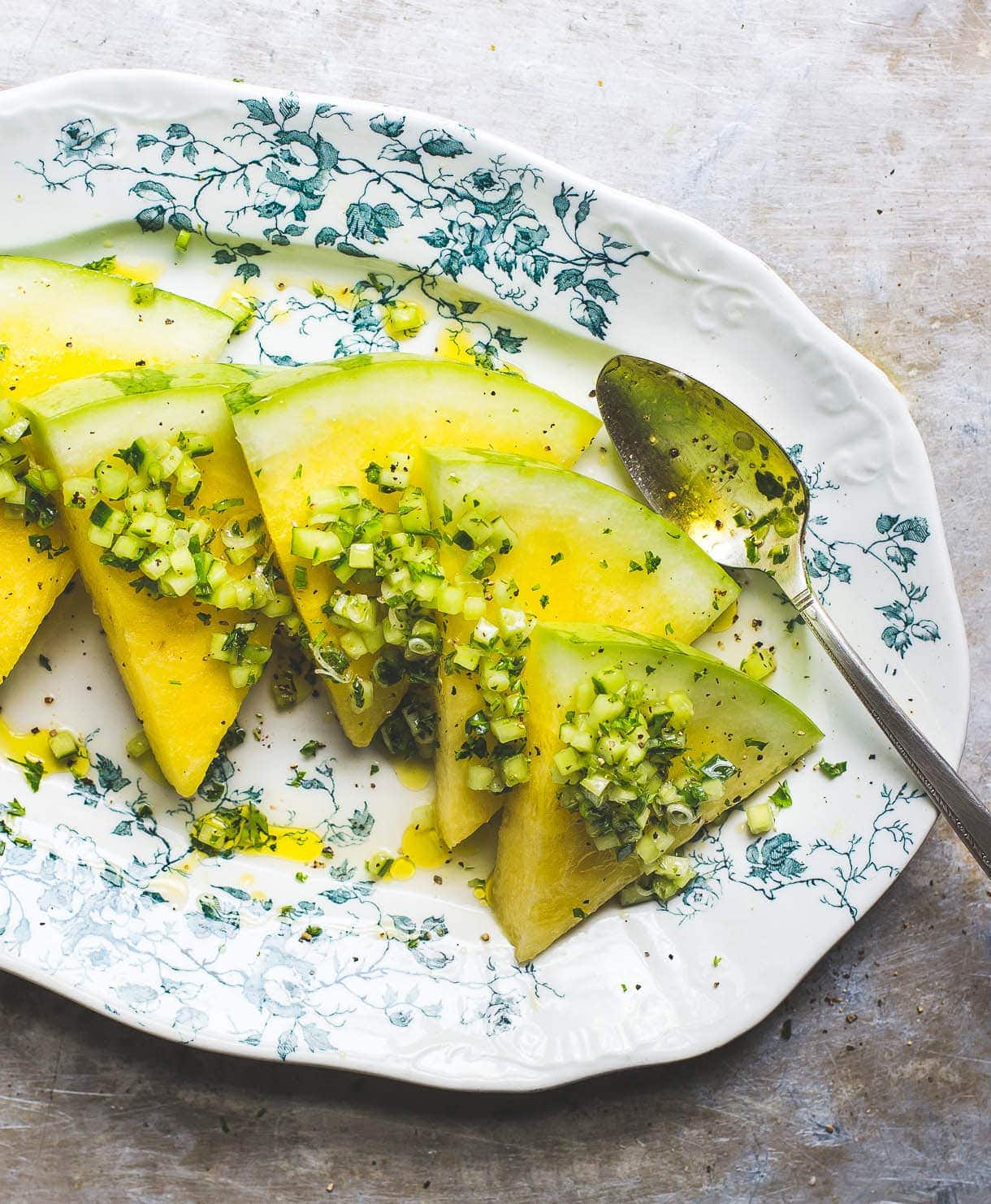 Yellow Watermelon Salad with Pickled Cucumber Ginger Relish {vegan}