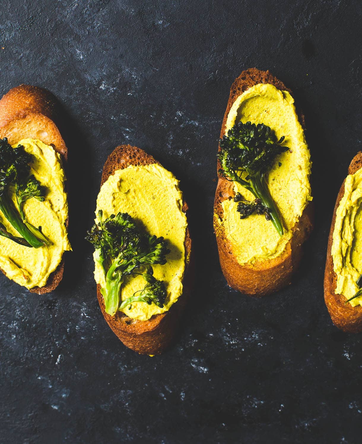 Roasted Broccoli and Turmeric Goat Cheese Crostini {heartbeet kitchen blog}