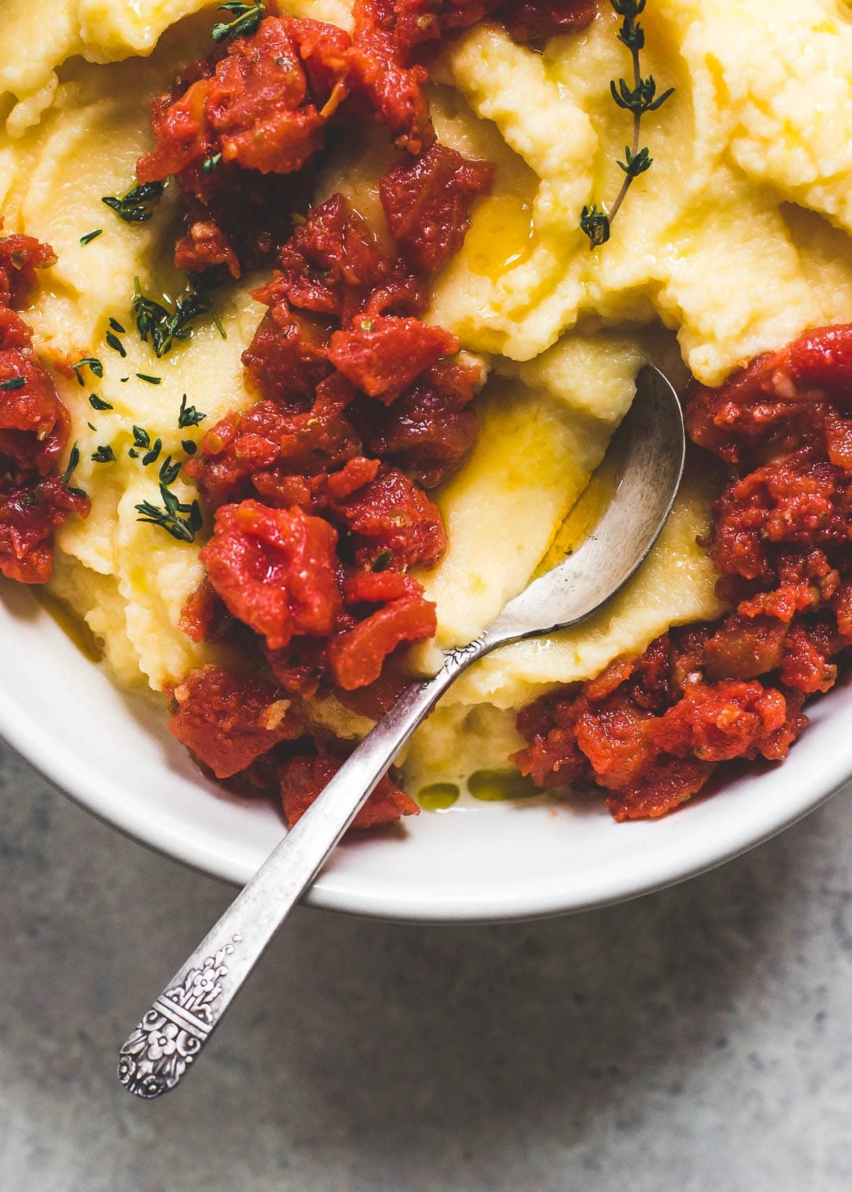 Whipped Rutabaga Mash with Quick Tomato Confit {grain-free, nut-free}