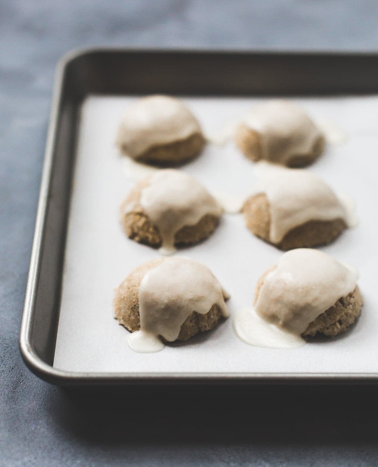 No-Bake Coconut Macaroon Snowcaps {gluten-free}, drizzled with coconut butter.