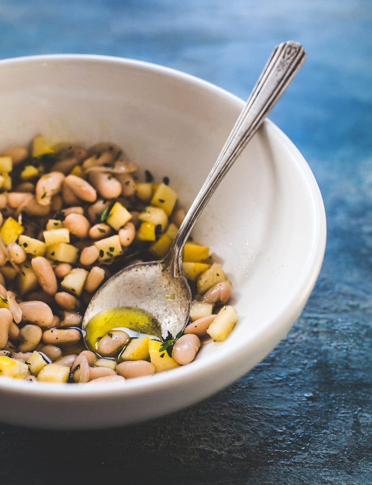 Apple White Bean Salad infused with Thyme Vinaigrette {vegan}