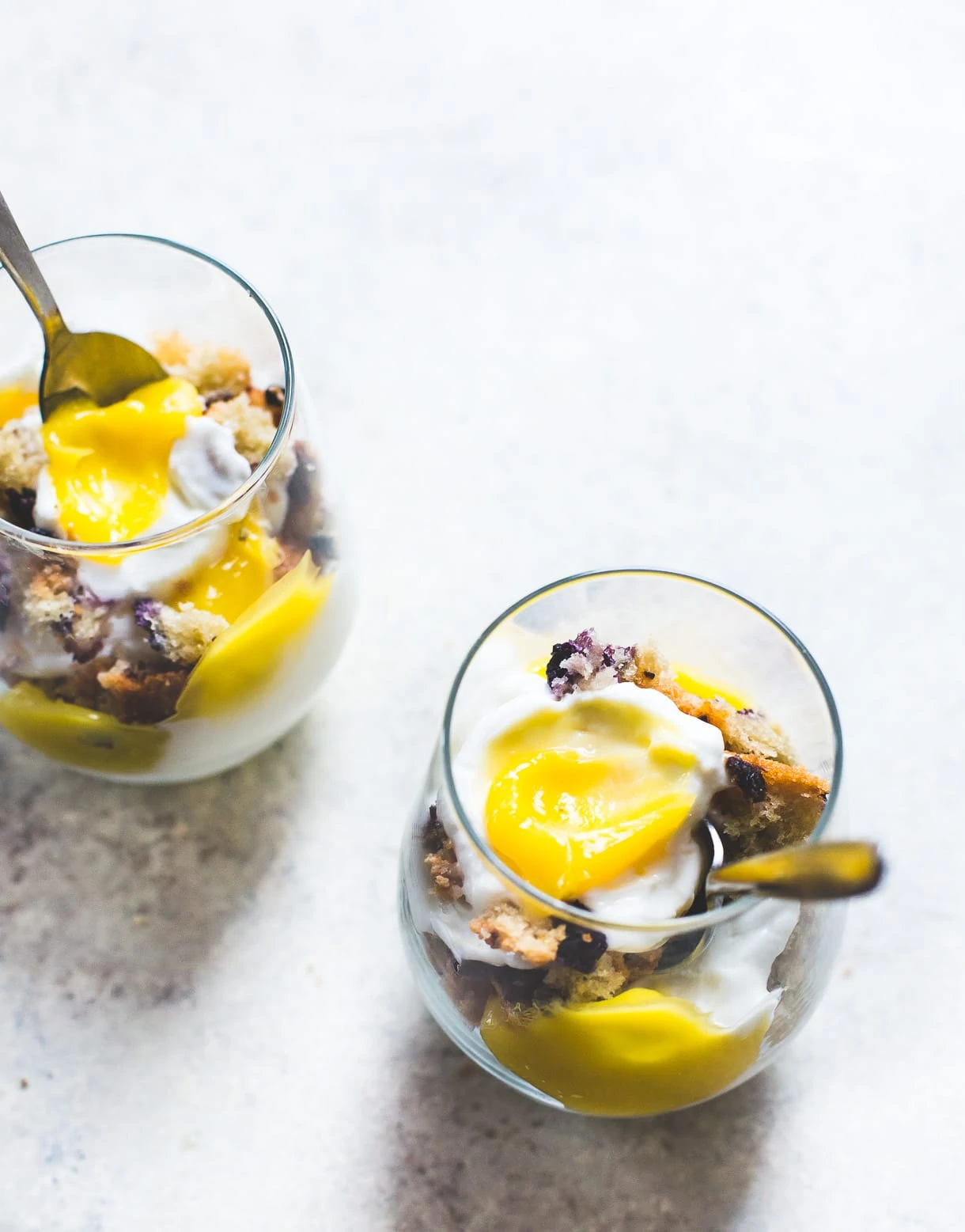 Blueberry Muffin Mini Trifles with Yogurt & Lemon Curd (breakfast trifle, brunch trifle)