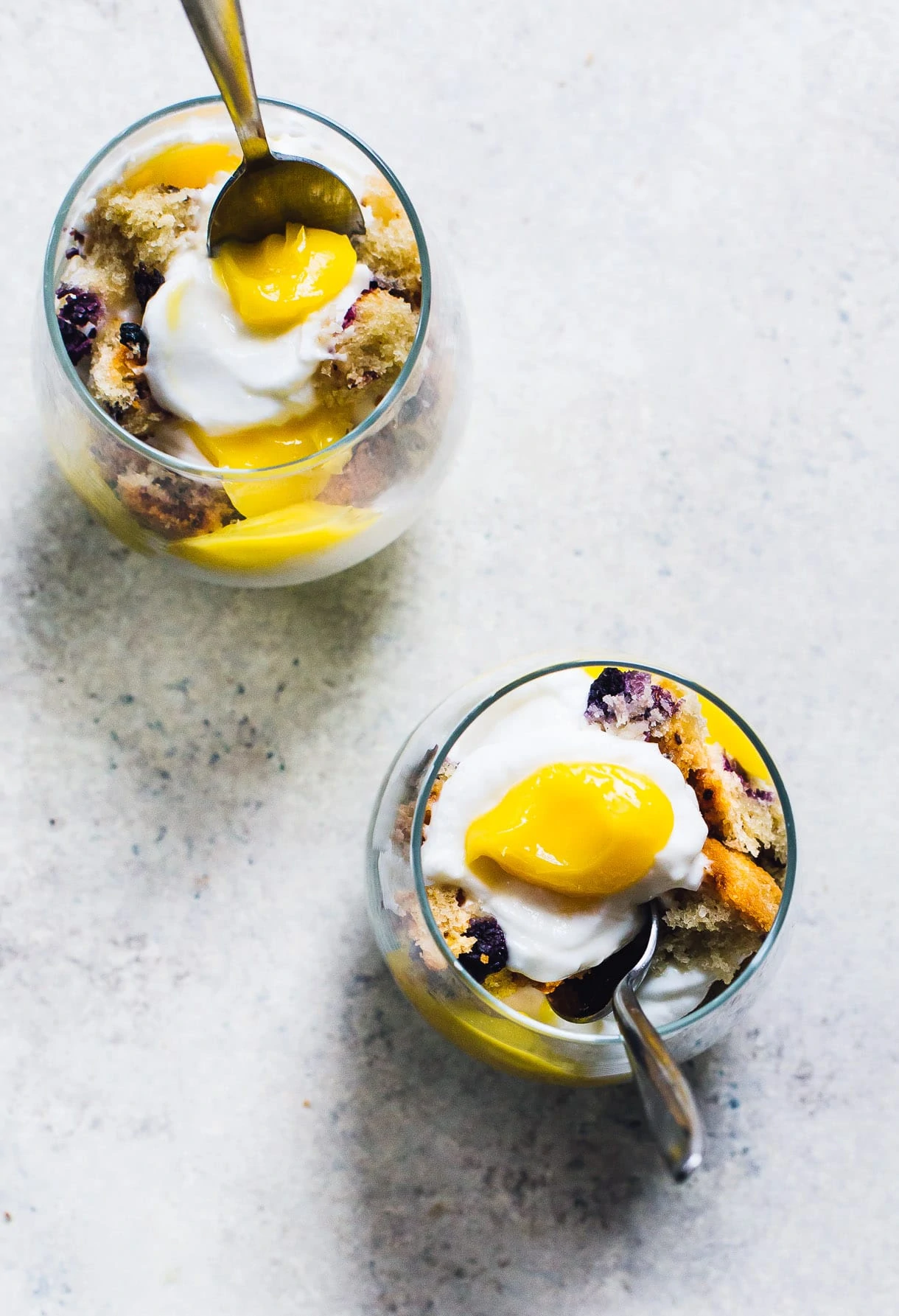 Blueberry Muffin Mini Trifles with Lemon Curd & Yogurt {3 ingredient recipe!}