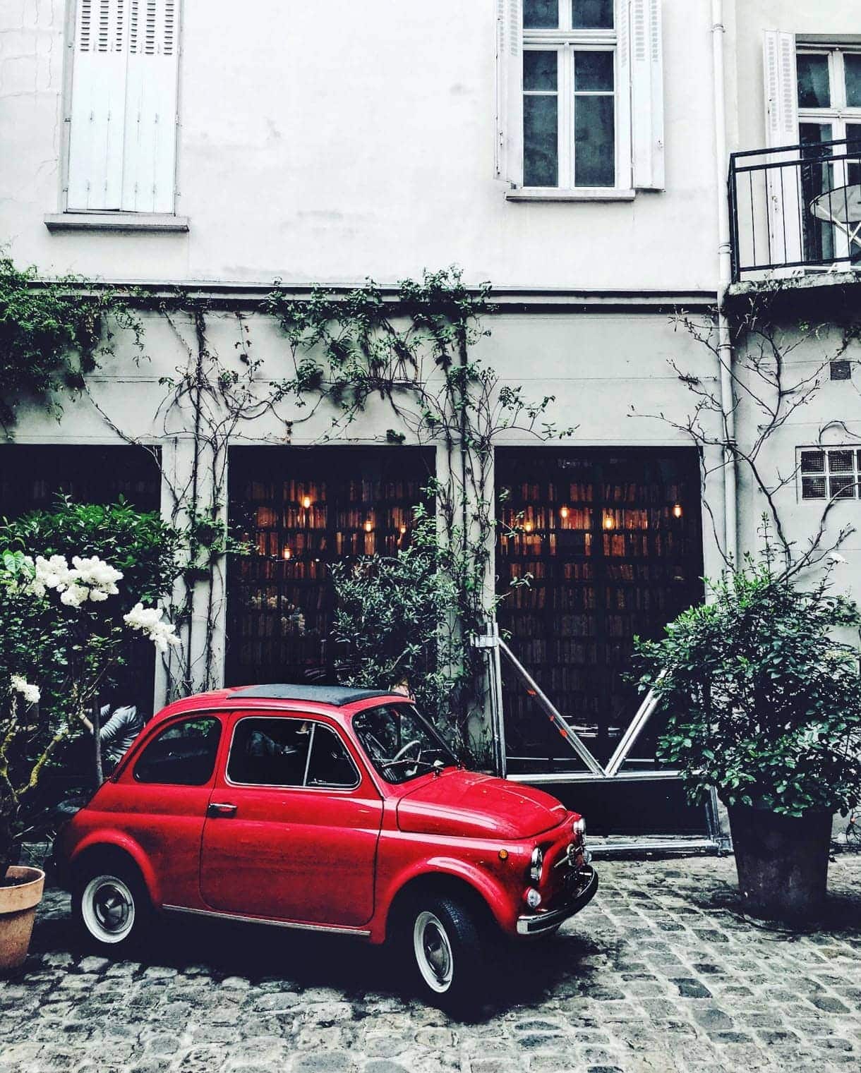 A Paris vacation without plans: Merci home store - Paris - red fiat in Paris - french fiat