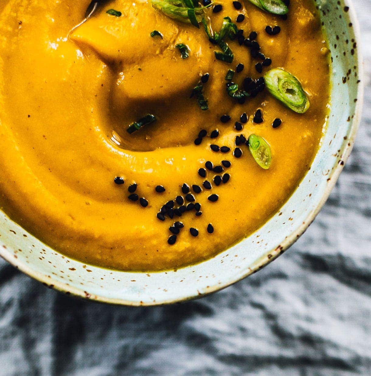 Velvety Sweet Potato Curry Soup {with secret ingrdient to make it ultra creamy without cream -- BREAD!}