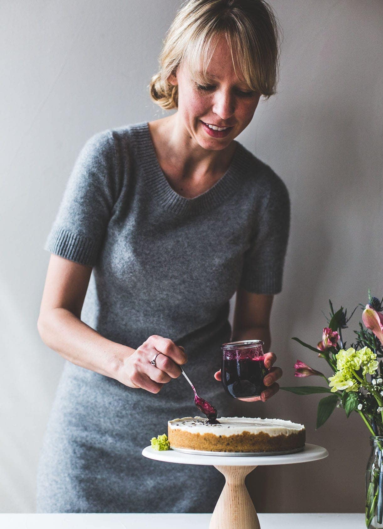 No-Bake Blueberry Lavender Cheese with gluten-free crust