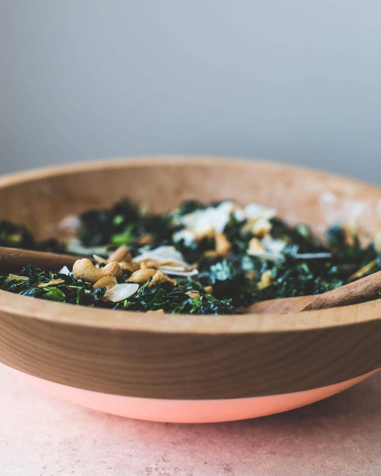 Coconut Cashew Kale Salad {massaged kale meets toasted coconut flakes & salty cashews}