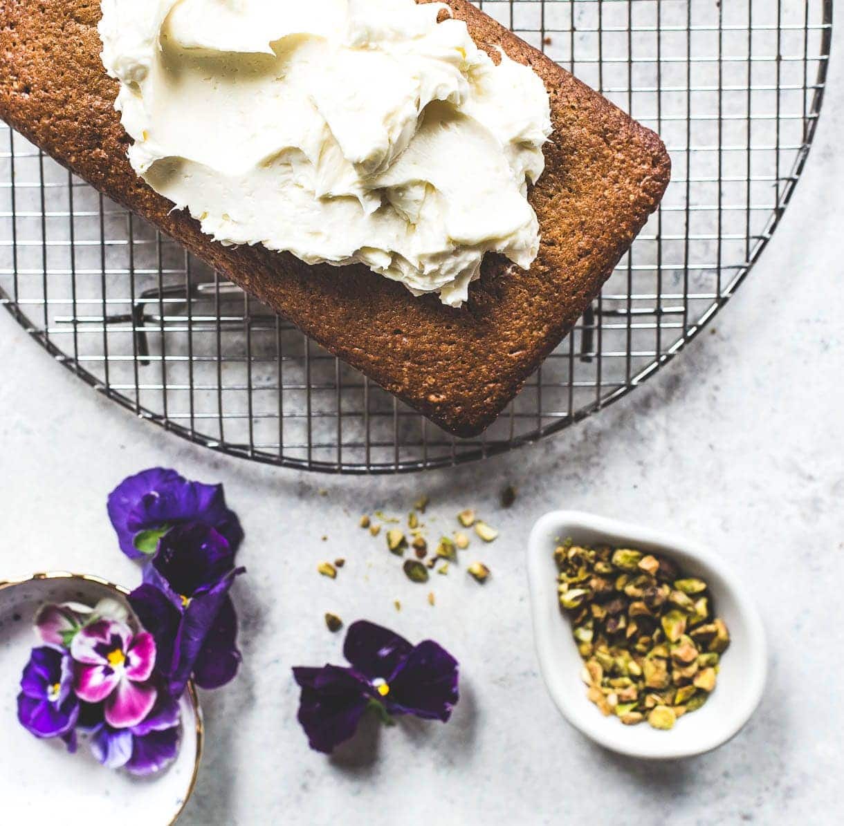 Teff Flour Cardamom Pistachio Cake with Cream Cheese Frosting {gluten-free}