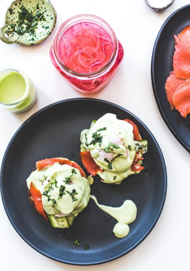 Smoked Salmon Eggs Benedict with Avocado Sauce + how to video