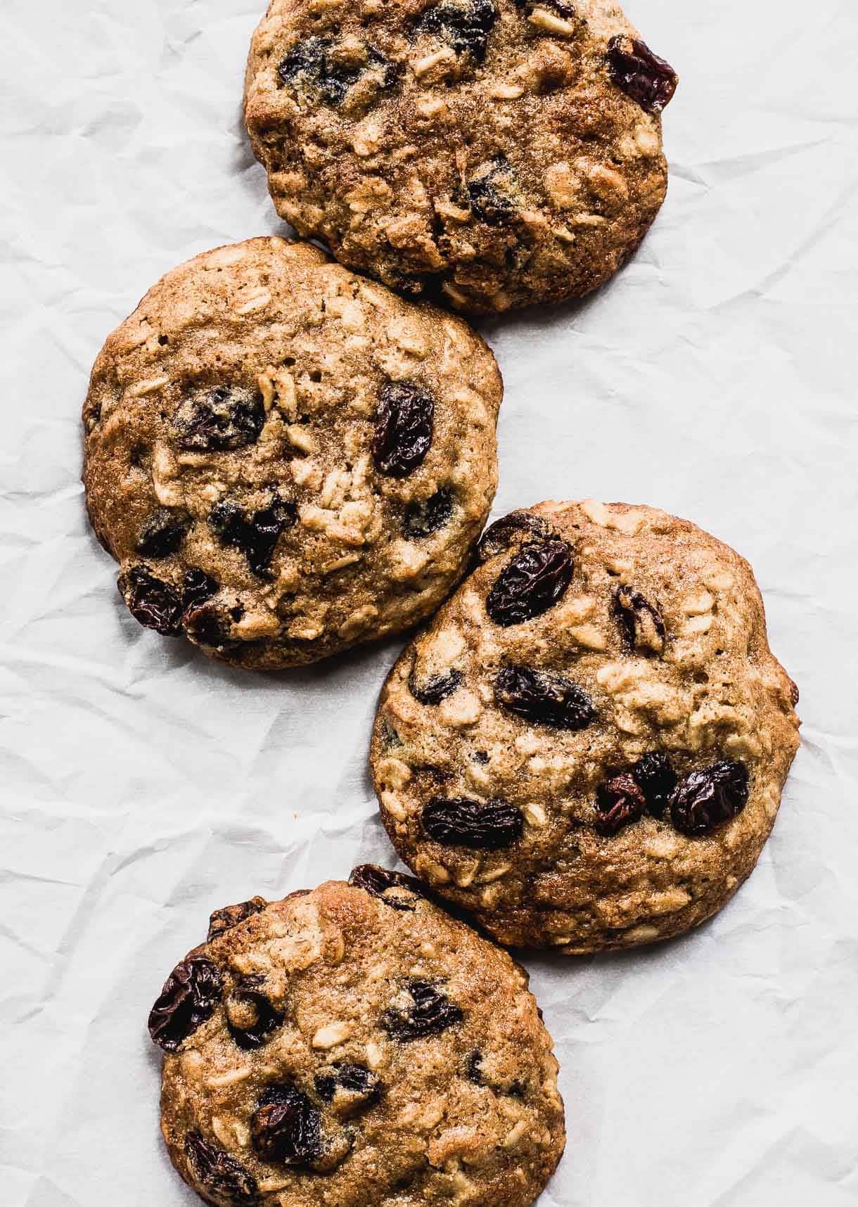 Gluten Free Oatmeal Raisin Cookies - cookies made with olive oil
