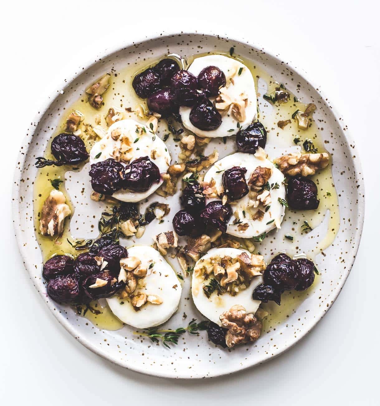 Marinated Goat Cheese with Roasted Grapes and Walnuts