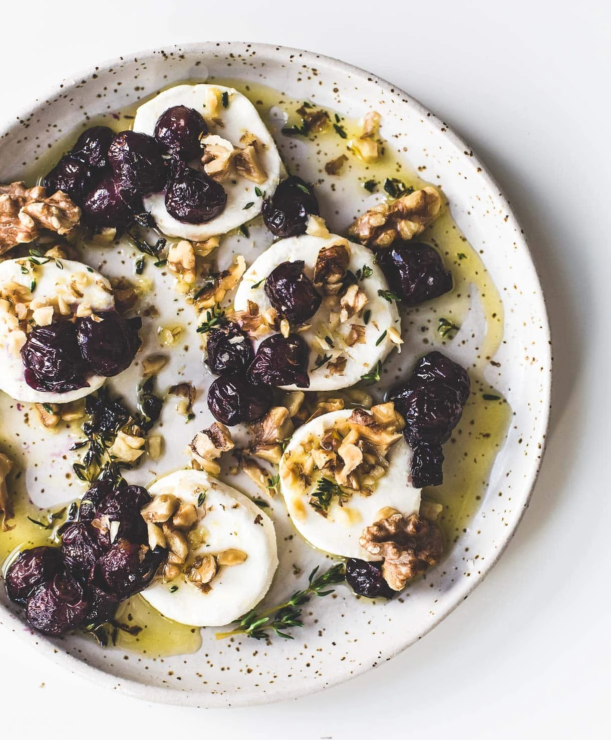 Marinated Goat Cheese with Roasted Grapes and Walnuts