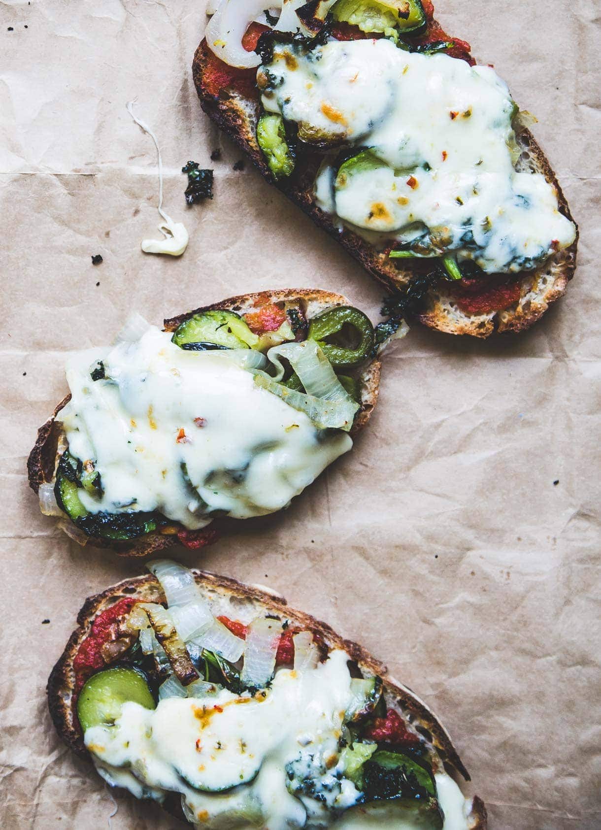 Cheesy Vegetarian Tomato Confit Tartines