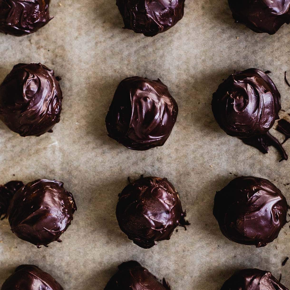 Chocolate Dipped Peanut Butter Cookie Dough Balls (gluten-free)