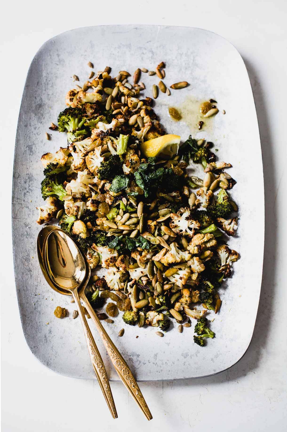 Roasted Cauliflower and Broccoli Salad with Sage Butter and Seeds