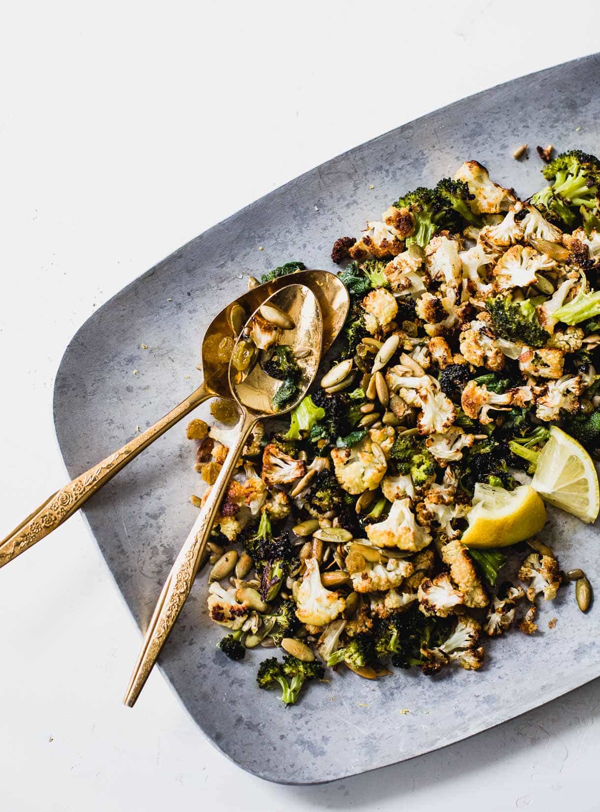 Roasted Broccoli and Cauliflower Salad with Sage Butter and Seeds