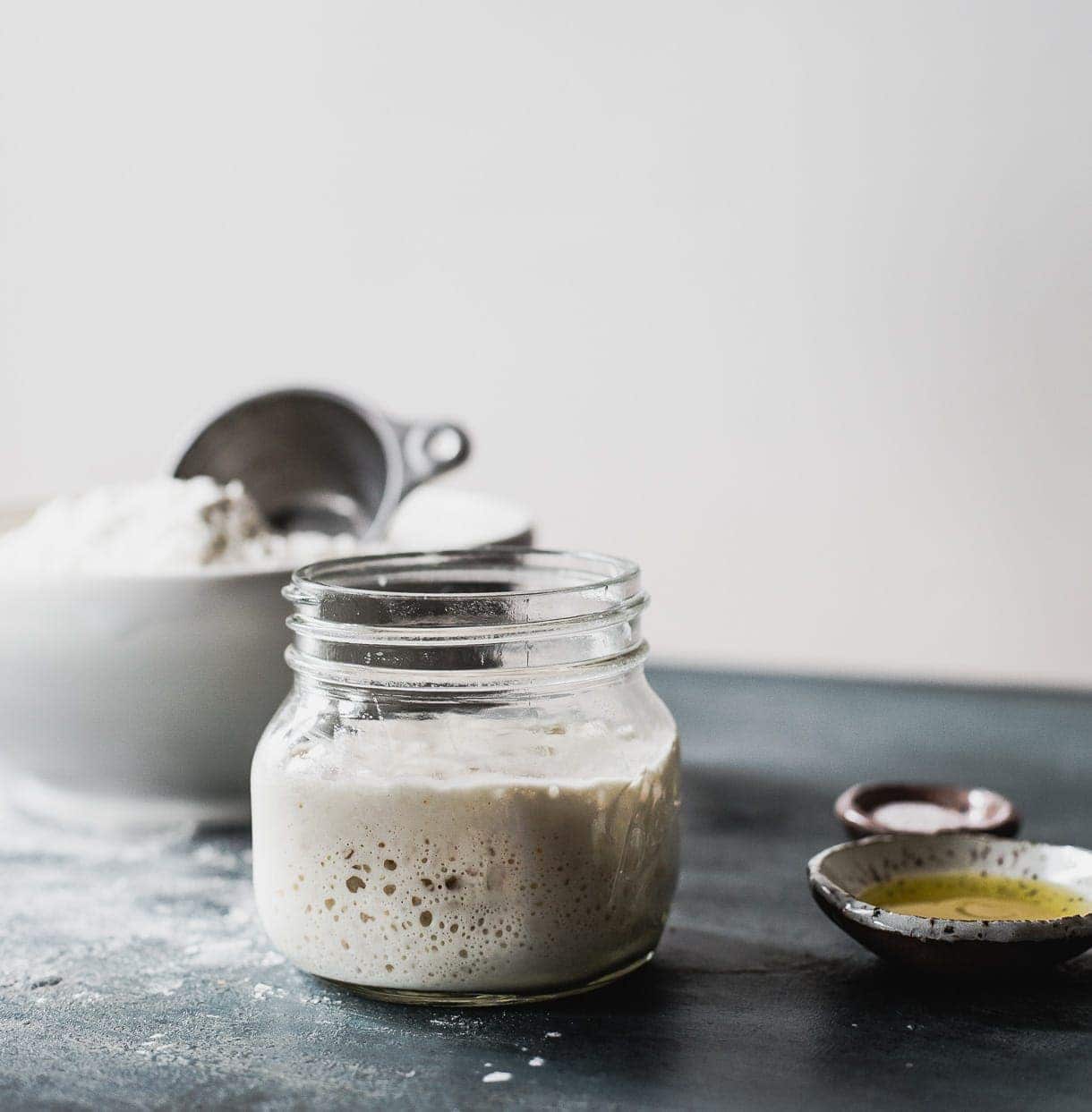 sourdough starter in a mason jar