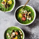 Bright Green Broccoli and Potato Soup with Mozzarella