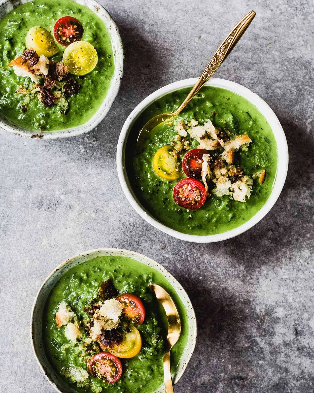 Bright Green Broccoli and Potato Soup with Mozzarella