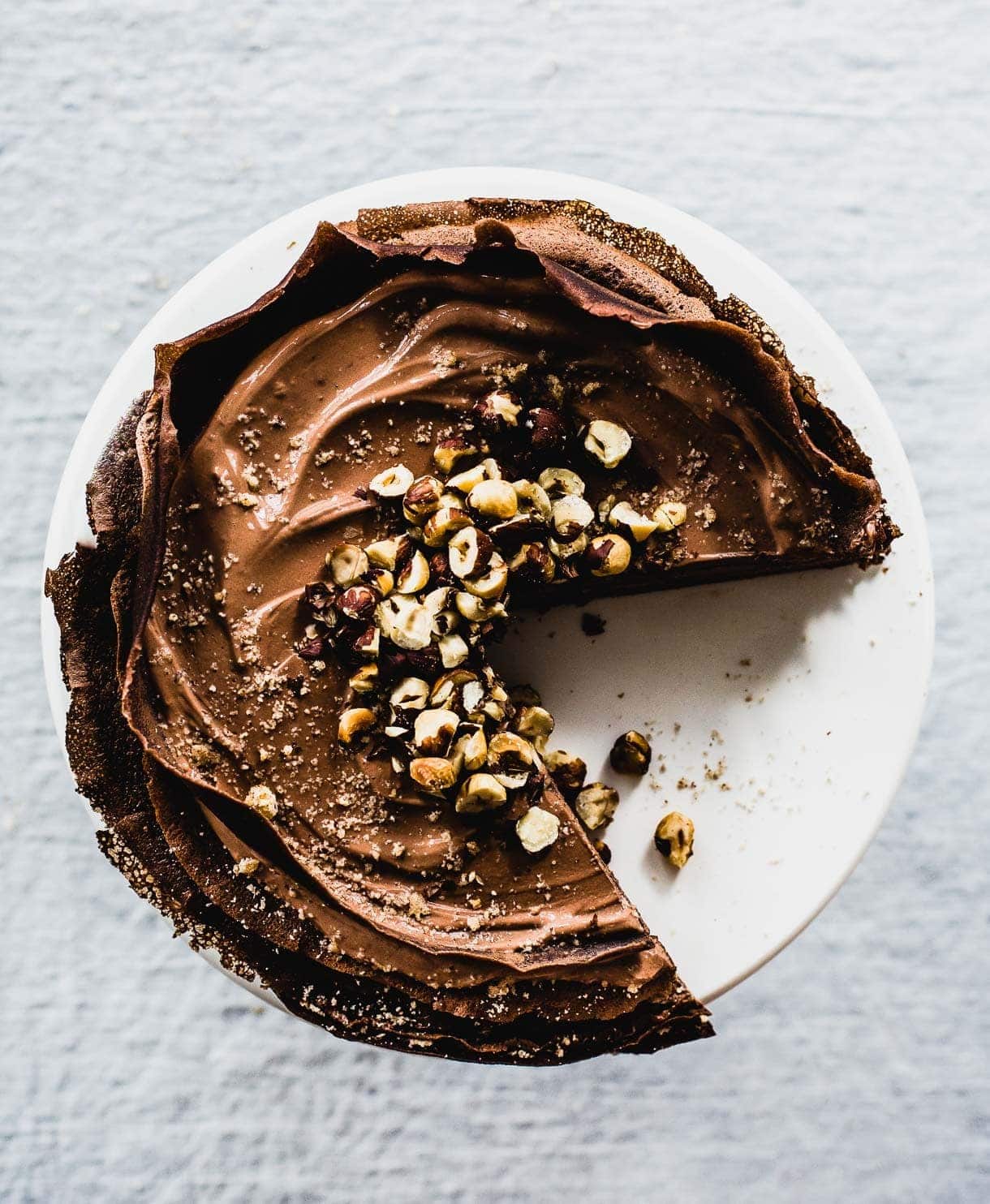 Gluten-Free Chocolate Crepe Cake with Hazelnut Cream