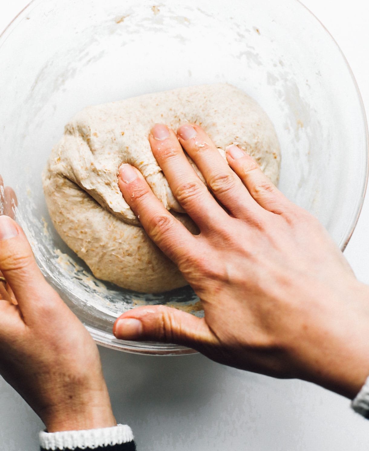 folding sourdough bread