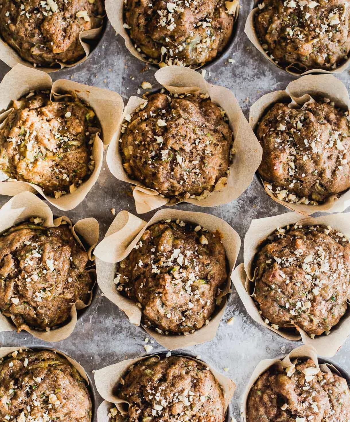 Leftover Sourdough Starter Muffins with Zucchini (made with spelt flour)