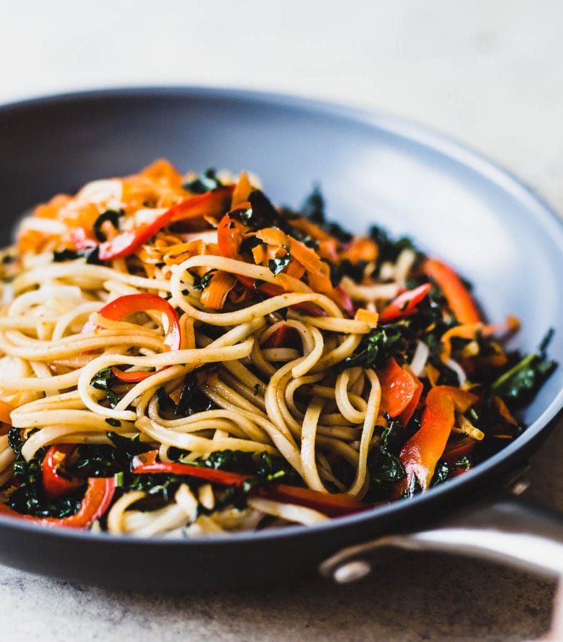 Sesame Thai Rice Noodles with Vegetables • vegan recipe