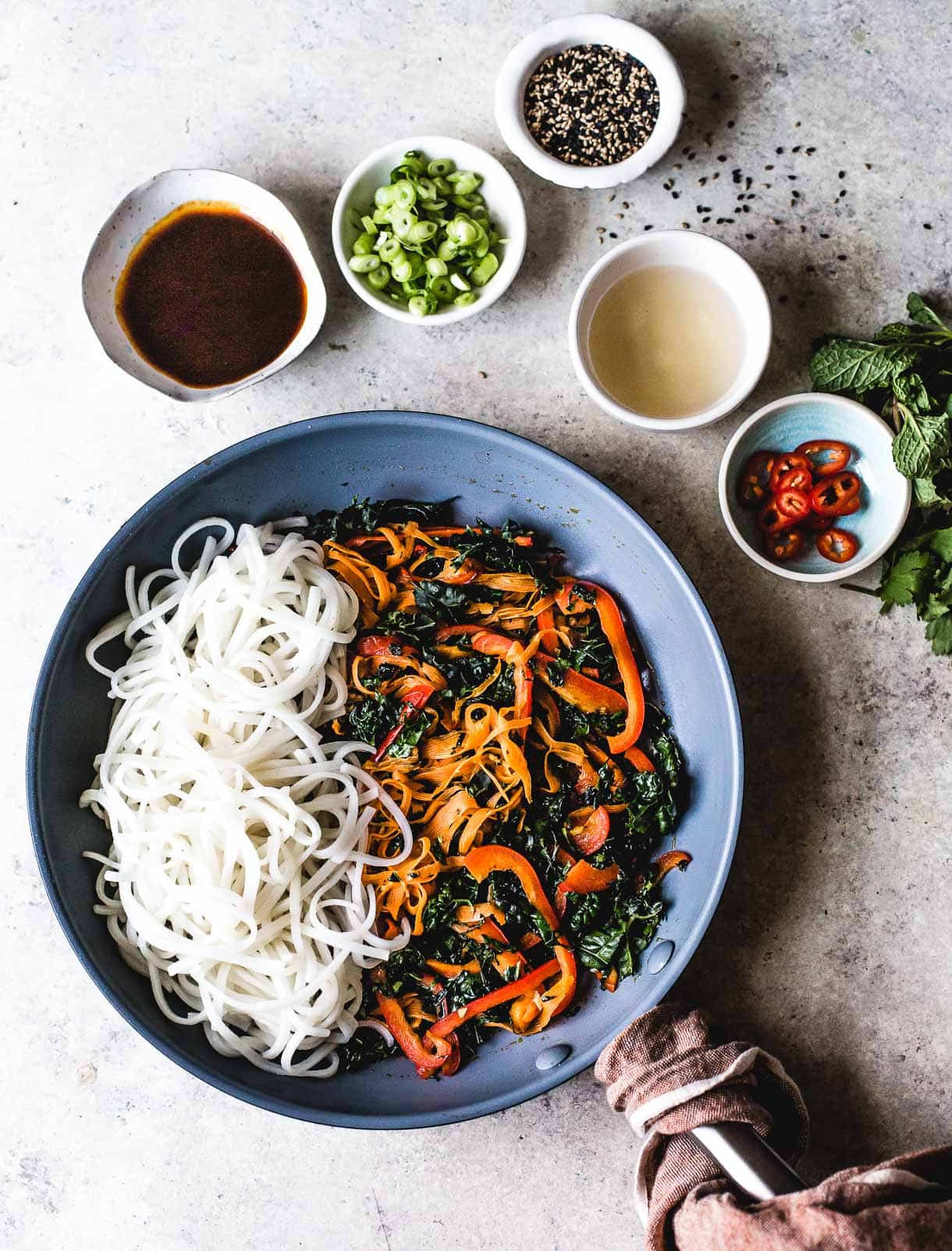 Thai Rice Noodles - ingredients for stir fry