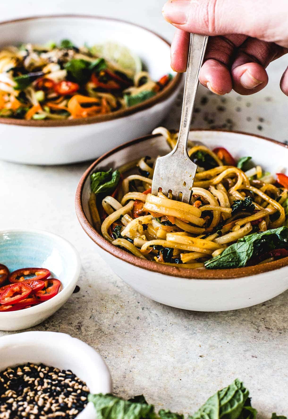 Sesame Thai Rice Noodles with Vegetables • vegan recipe