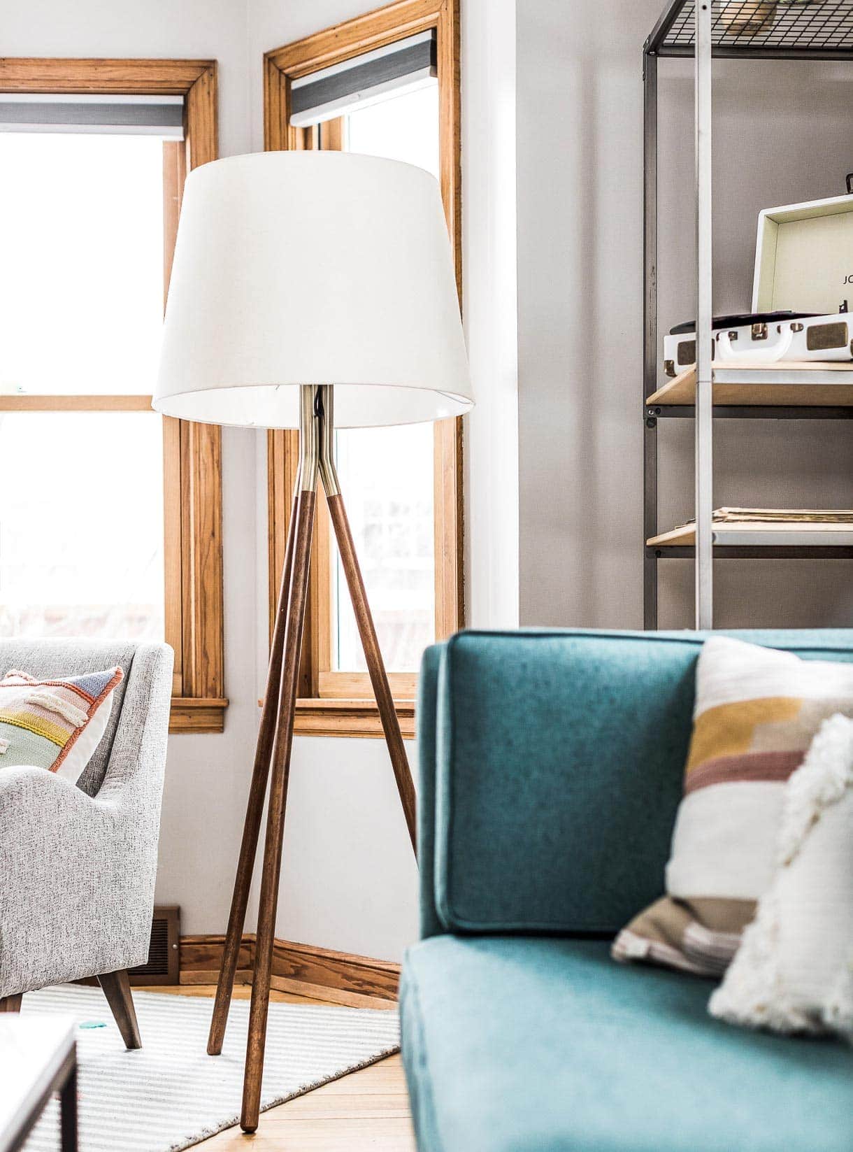 crate and barrel floor lamp, tripod floor lamp