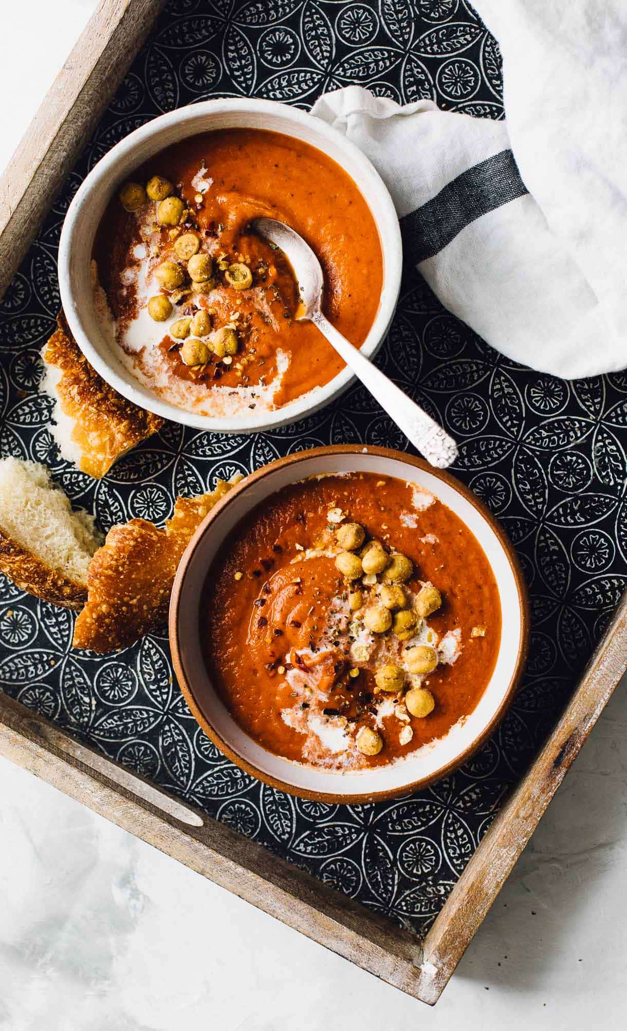 Tomato Bisque with Crunchy Chickpeas