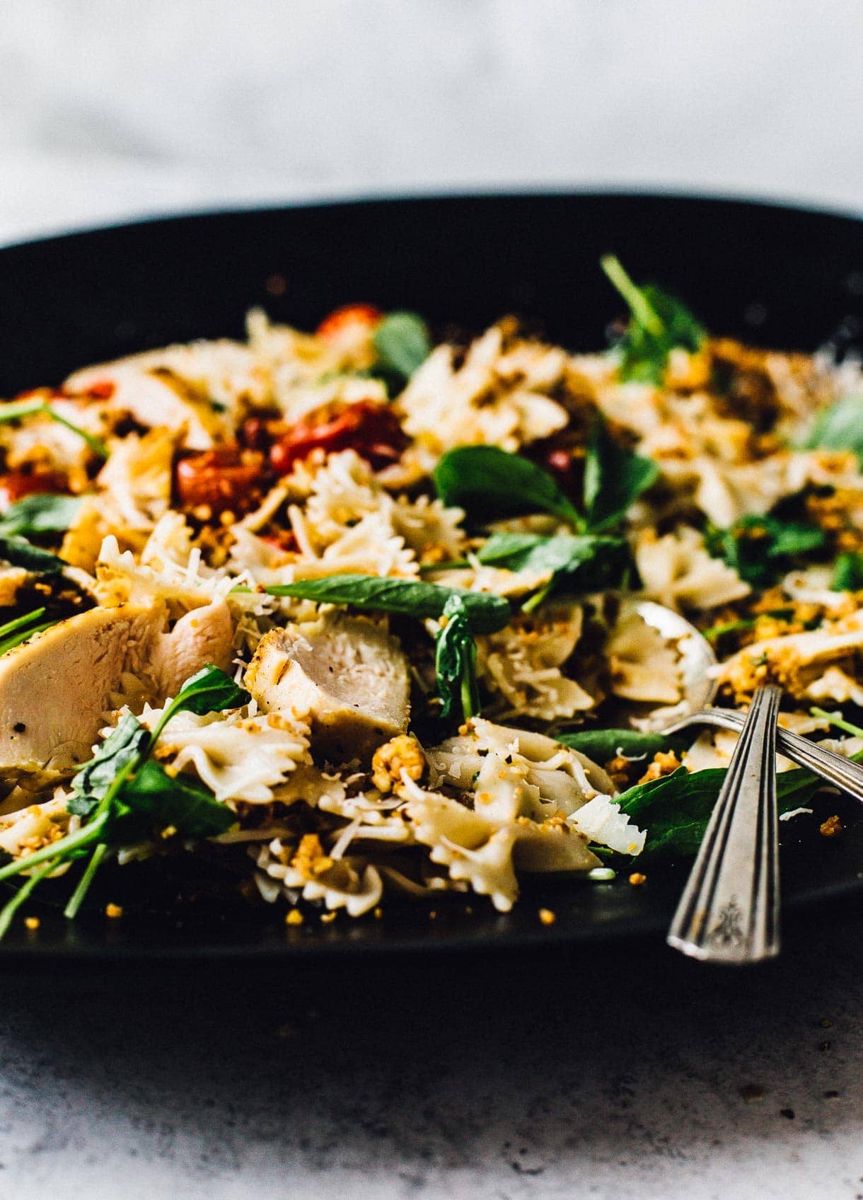 Basil Chicken Pasta Salad with Tomatoes