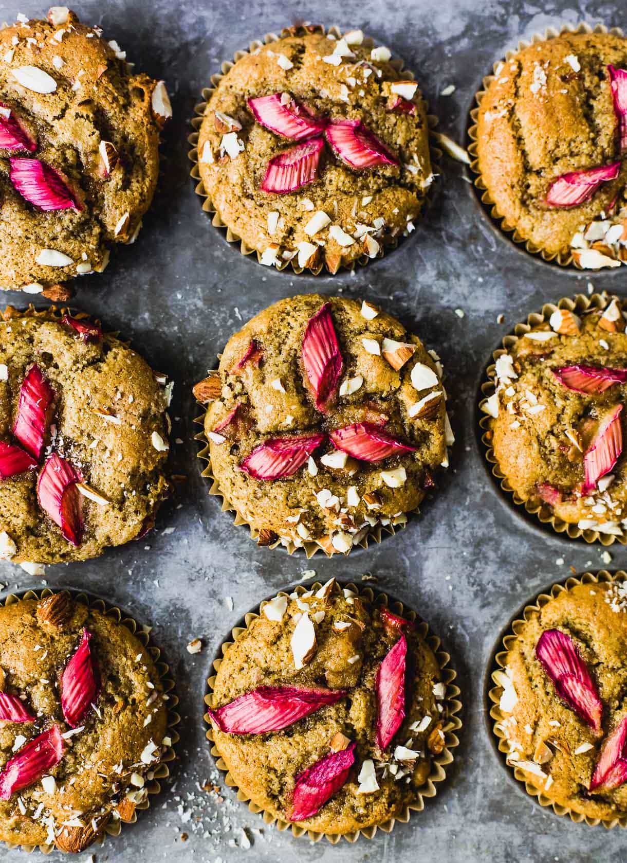 Strawberry Rhubarb Muffins (Vegan + Gluten-Free)