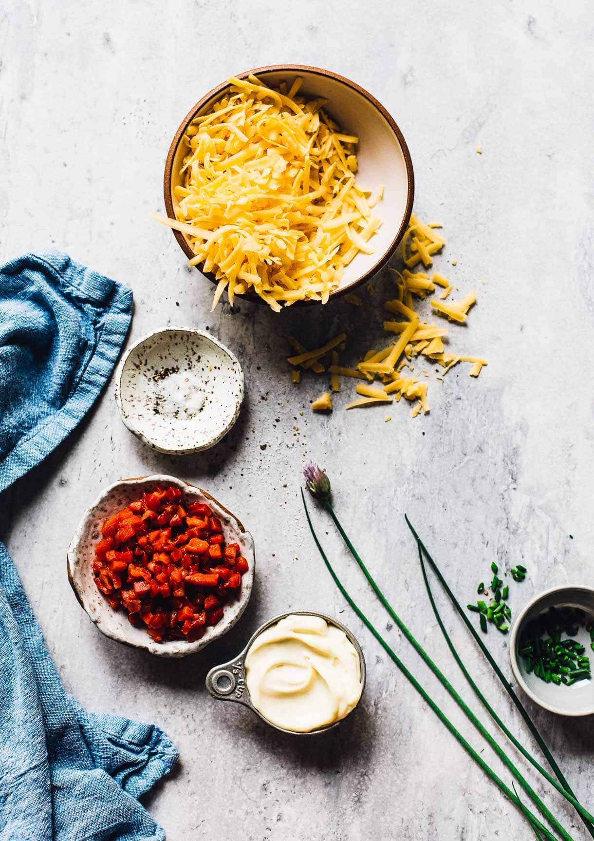 Homemade Pimento Cheese ingredients