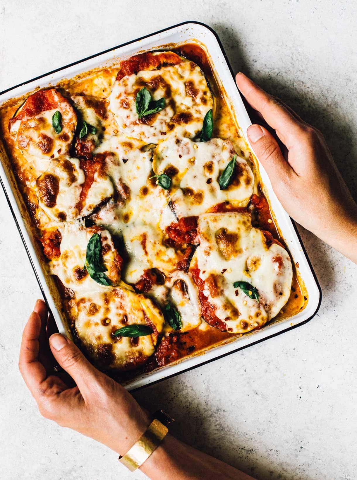 Cheesy Marina Baked Eggplant Slices