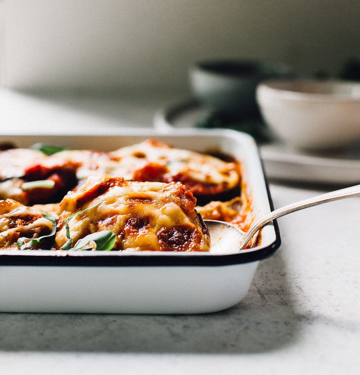 Cheesy Marina Baked Eggplant Slices