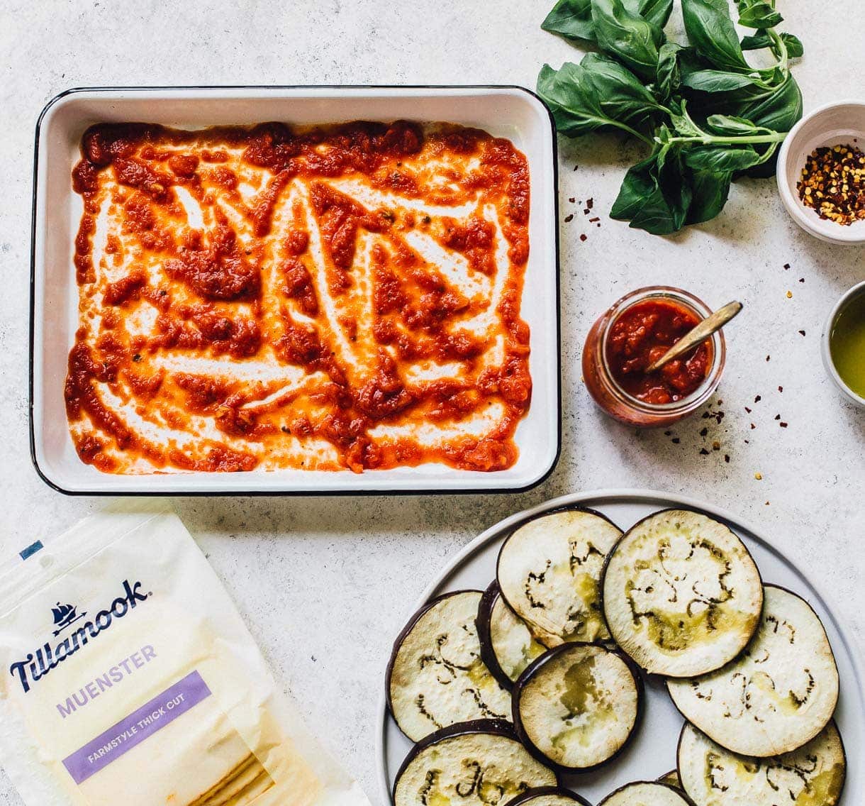 Ingredients for Cheesy Baked Eggplant Slices