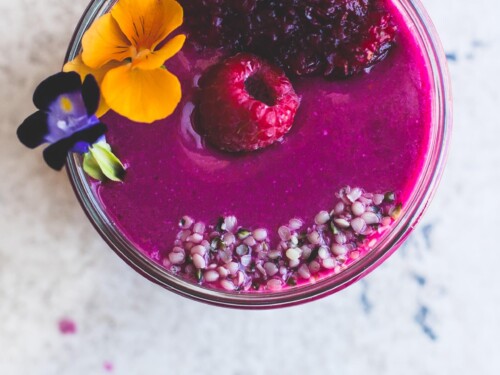 Vegan raspberry beet smoothie