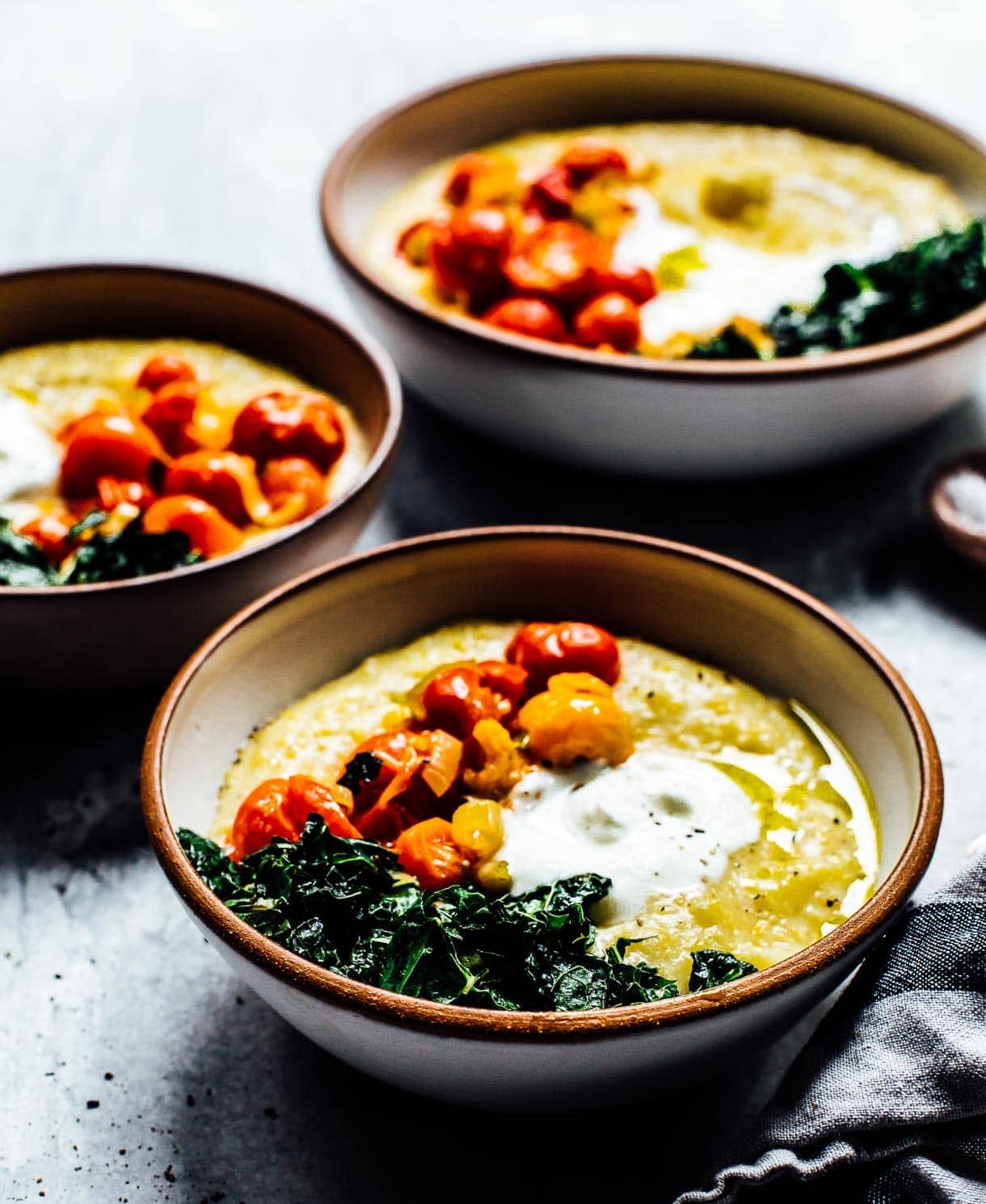 Whipped Yogurt Polenta with Cherry Tomatoes