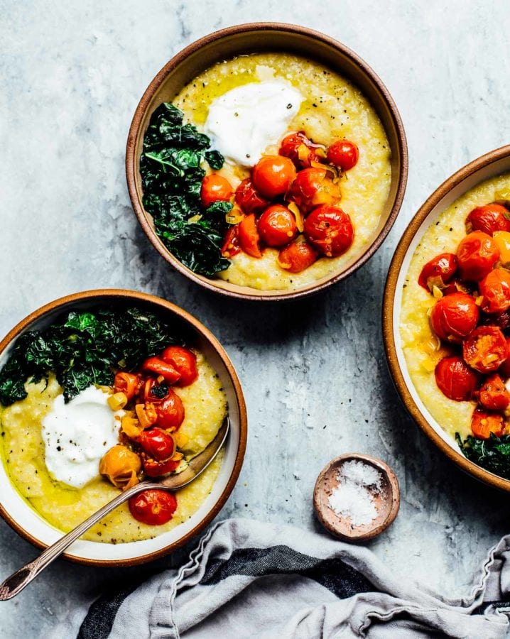 Soft Polenta with Blistered Tomatoes & Kale Heartbeet Kitchen