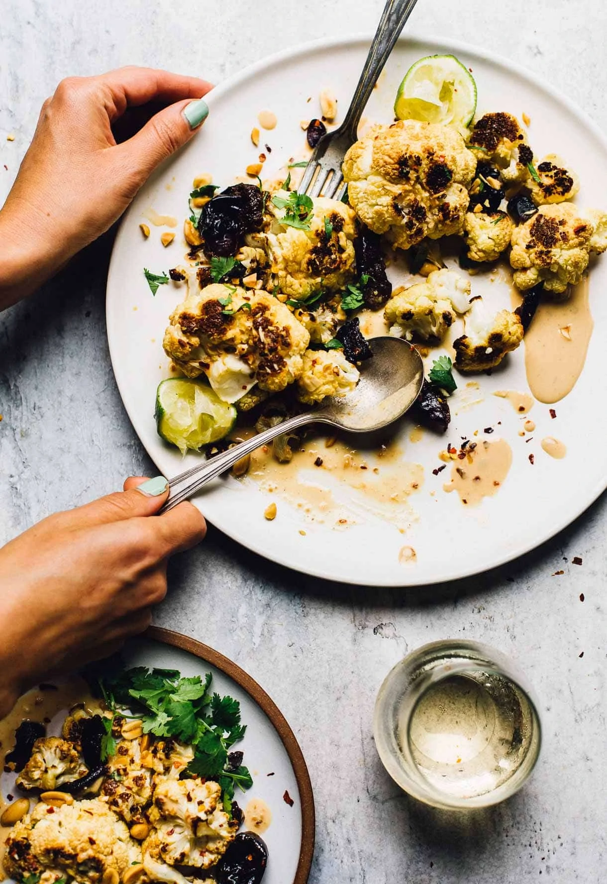 Sweet and Spicy Roasted Cauliflower with Prunes