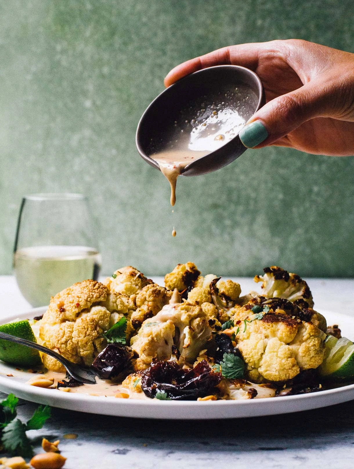 prunes recipe: Sweet and Spicy Roasted Cauliflower with Peanut Sauce