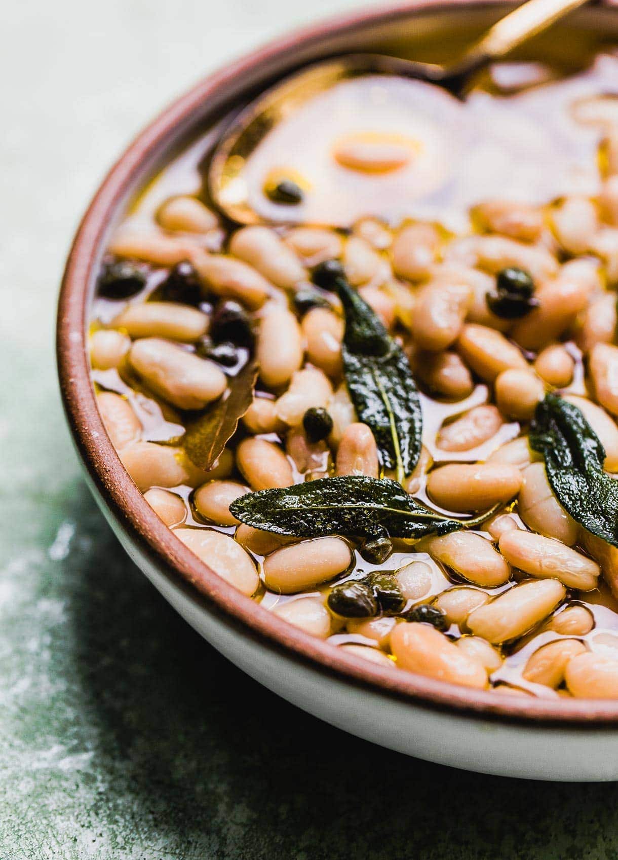 Tuscan White Beans with Capers and Fried Sage 