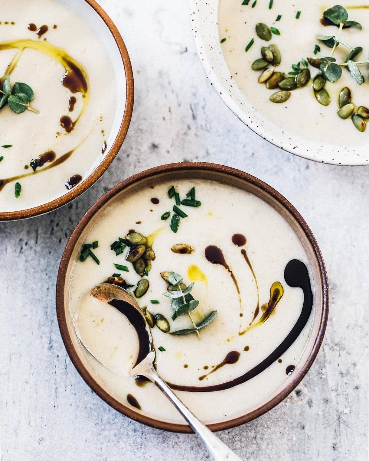 creamy potato parsnip soup, made without dairy! 