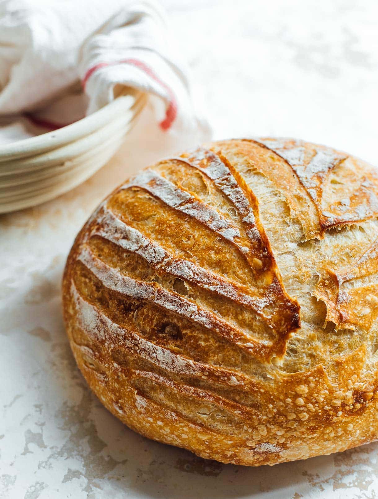 round loaf of sourdough bread