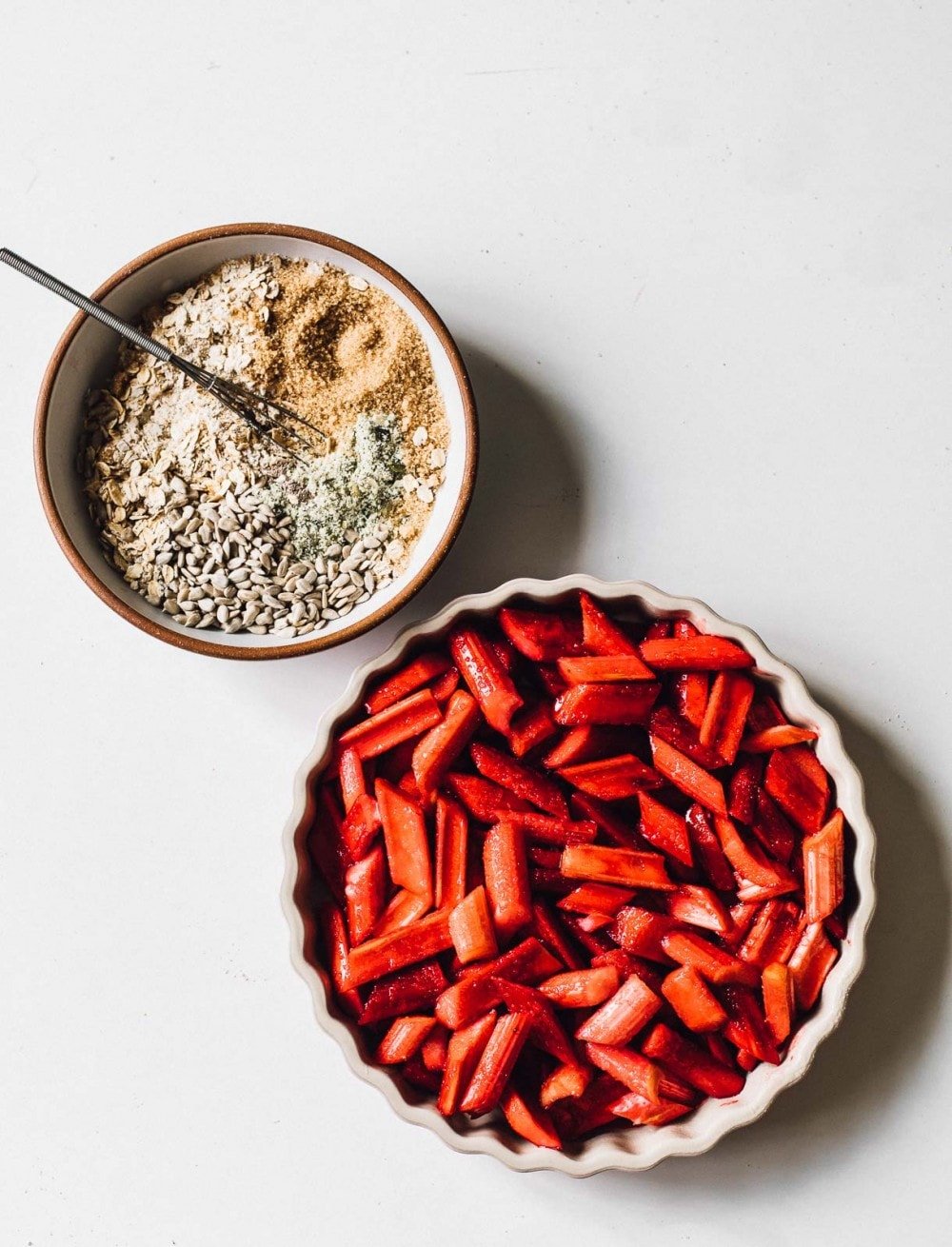 ingredients for rhubarb crisp