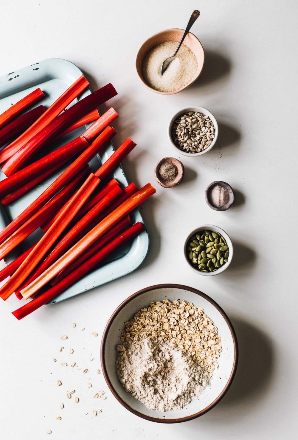 ingredients for rhubarb crisp