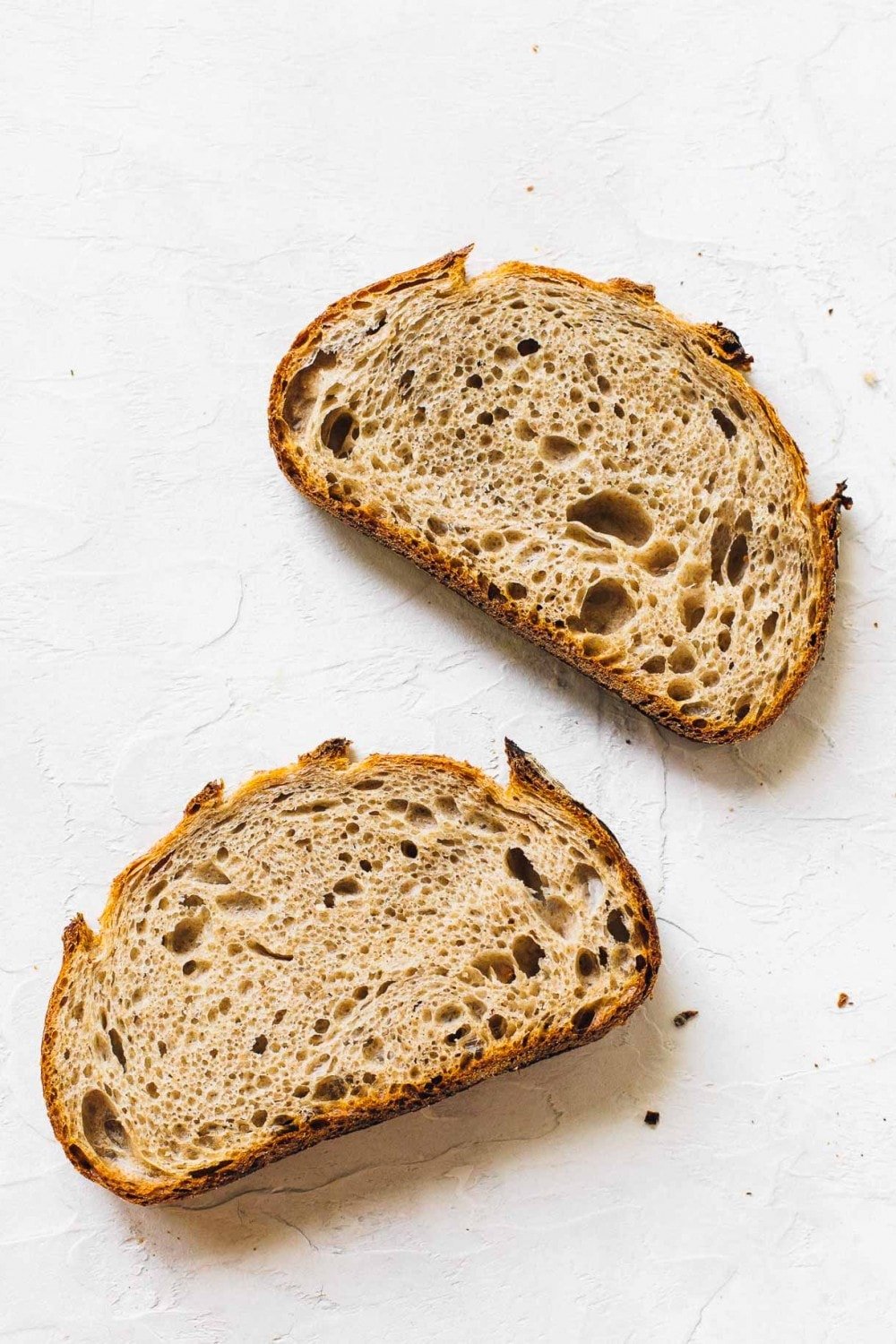 two slices of rye sourdough bread