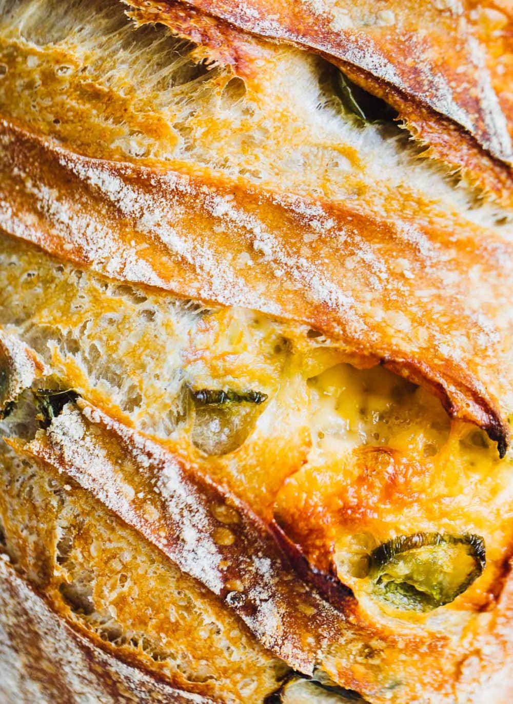 close up of Jalapeno Cheese Sourdough bread