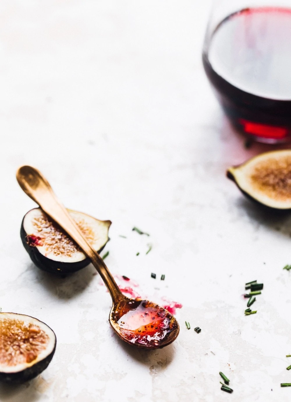 red wine fig jam on a spoon